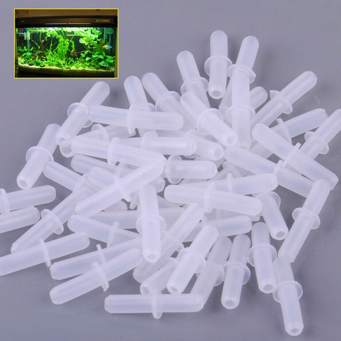 50x Plastic Aquarium Air Pump Line Tube Tubing Joints Straight Connectors 4mm Li