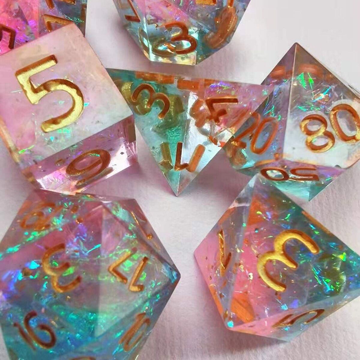 7pieces/Set Acrylic Polyhedral Numeral  for  Play Party Board Game