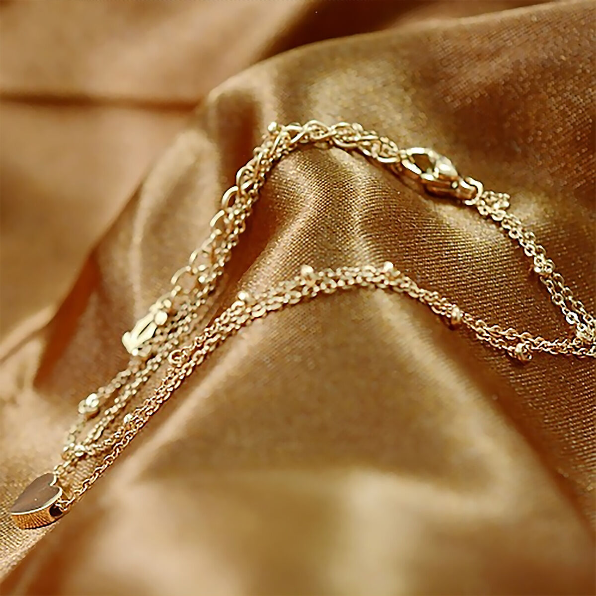 Layered Anklet - Double Foot Ankle Chain Bracelet for Women Girls Heart