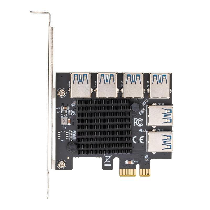 PCI-E PCI-Express 1X to 16X Adapter Card 1 to 6 USB 3.0 Multiplier for BTC Miner