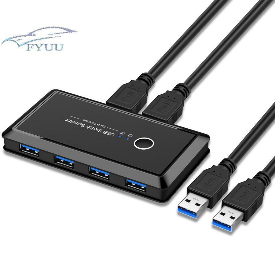 4 Port USB Sharing Switch For PC Scanner Keyboard Printer 2 Computers 4 Devices