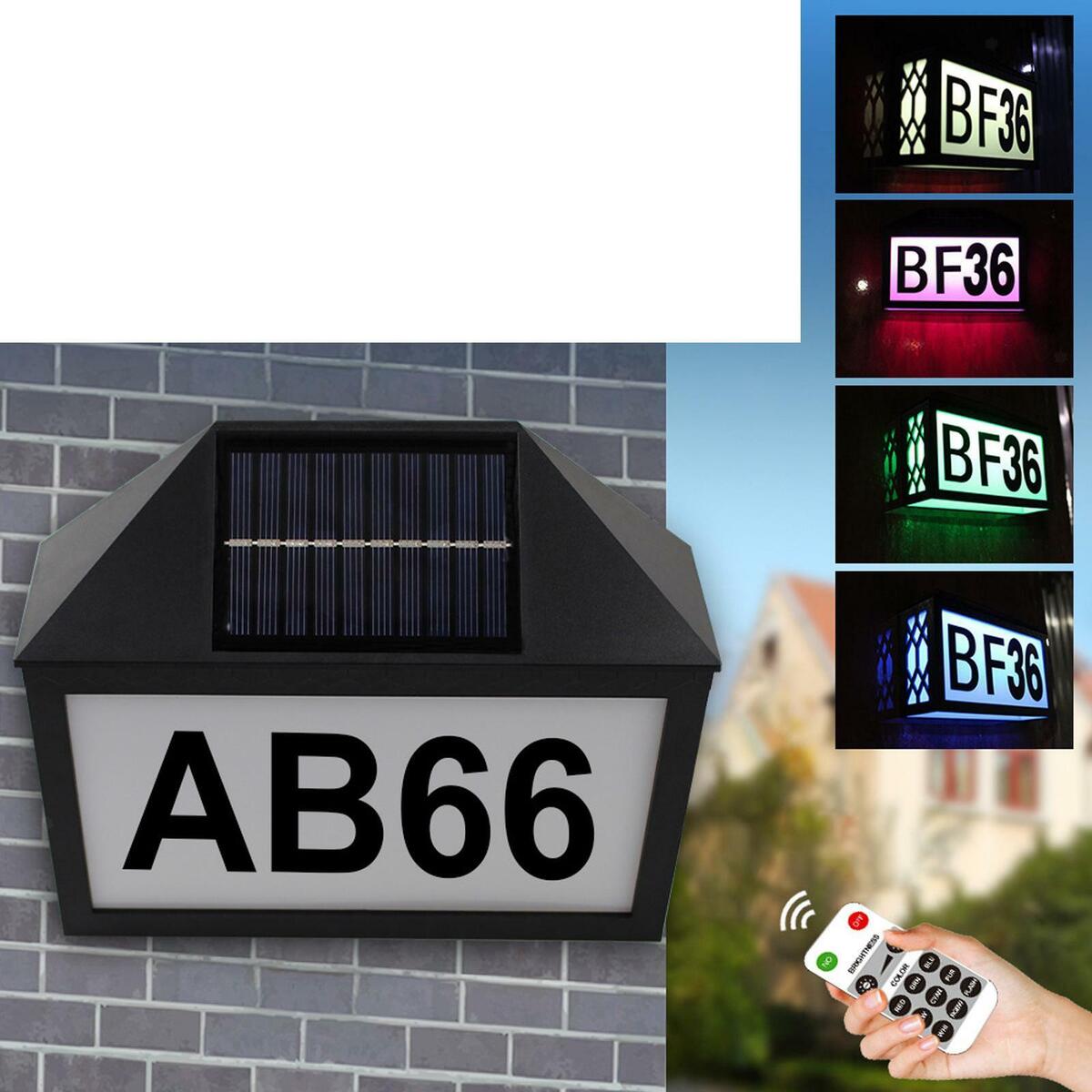 Solar  Plaque House Number Set House Sign Address Light Out