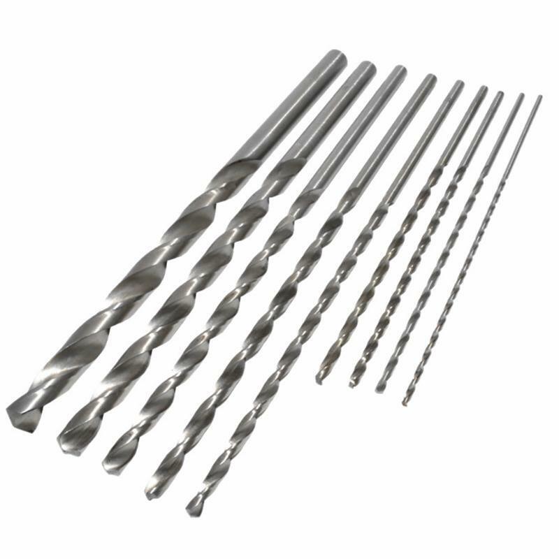 150/200mm High-speed Steel Straight Shank Twist Drilling Bit Set 9Pcs