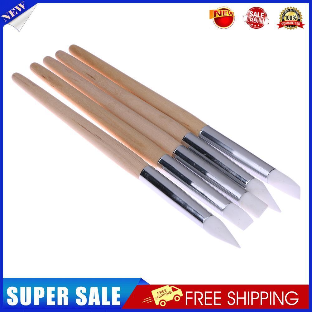 5pcs Nail Art Silicone Head Painting Pen Professional Nail Design Brush