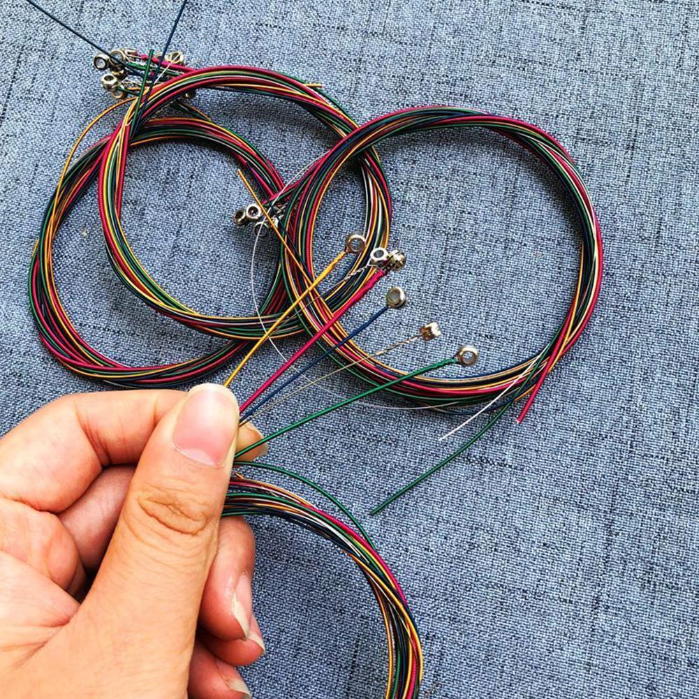 6pcs/set Rainbow Colorful Guitar Strings for Folk Acoustic Guitar Parts