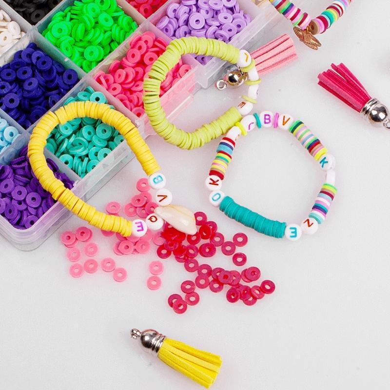 Clay Spacer Beads Bracelets Necklace Earring DIY Craft Kit with Pendant