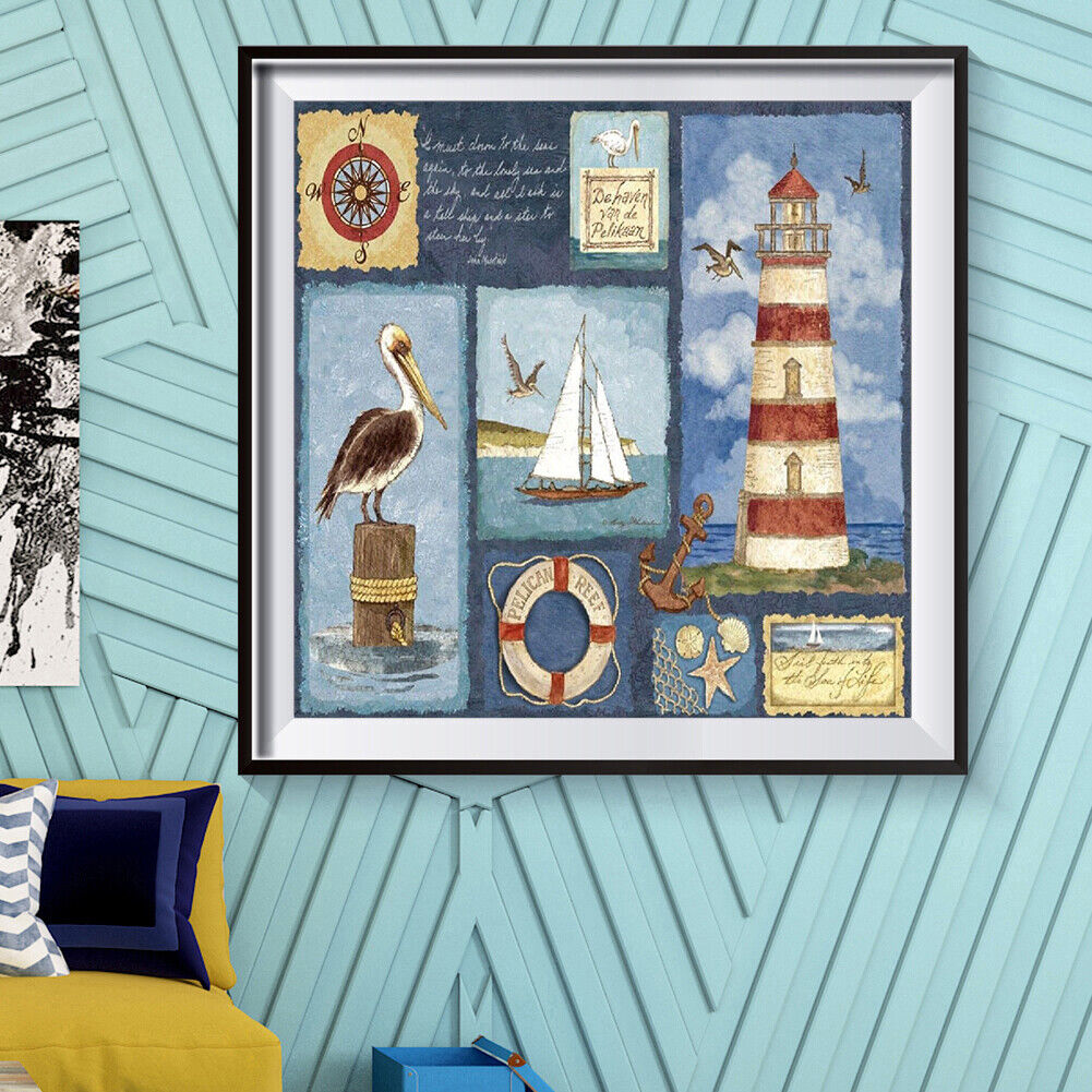 DIY Diamond Painting Sea Collage Round Drill Art Picture Rhinestone Decor