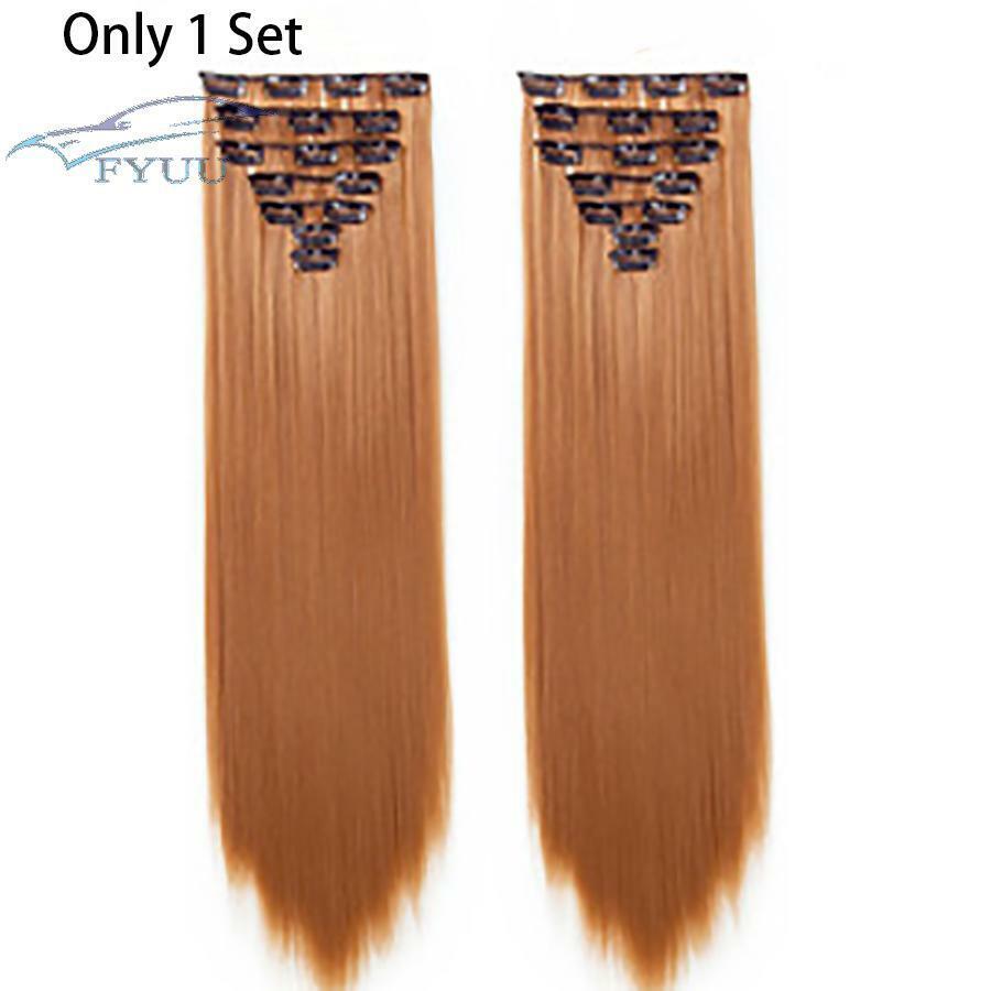22'' Extensions Natural Hairpieces Straight Synthetic Clip In Hair Extension 1x