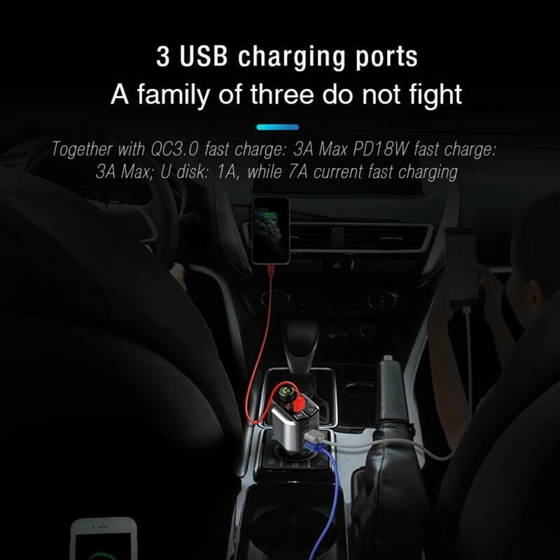 Bluetooth-compatible5.0 Car MP3 Player Handfree Call USB Car Chargers for Phone