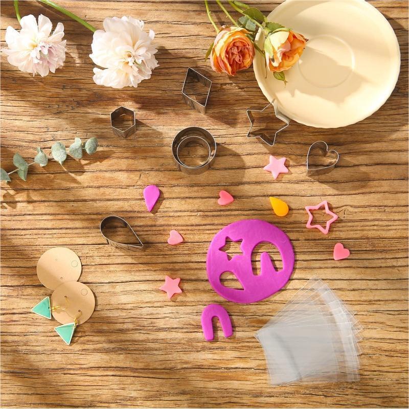 17 Shapes Polymer Clay Earring Cutters with Earring Cards Earring Hook Jump Ring