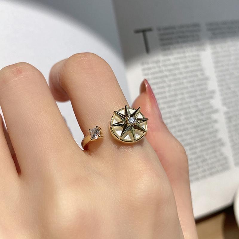 Rotatable Fashion Ring Anxiety Ring Fidget Ring Zirconia Spinner Ring for Women