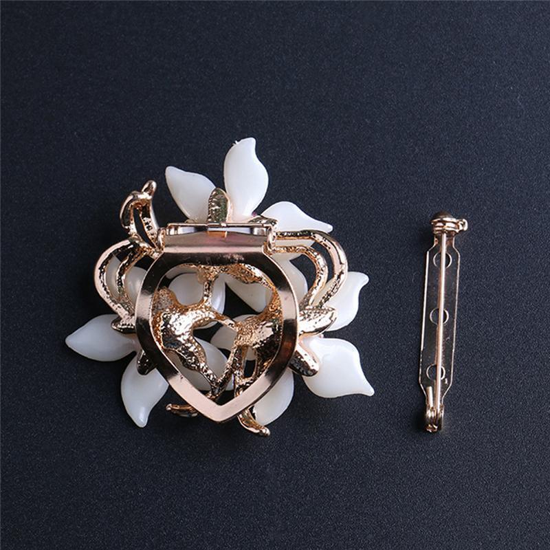 New Dual Purpose Alloy Simple Scarf Buckle Brooch Flower Shape Pin Women Ladies