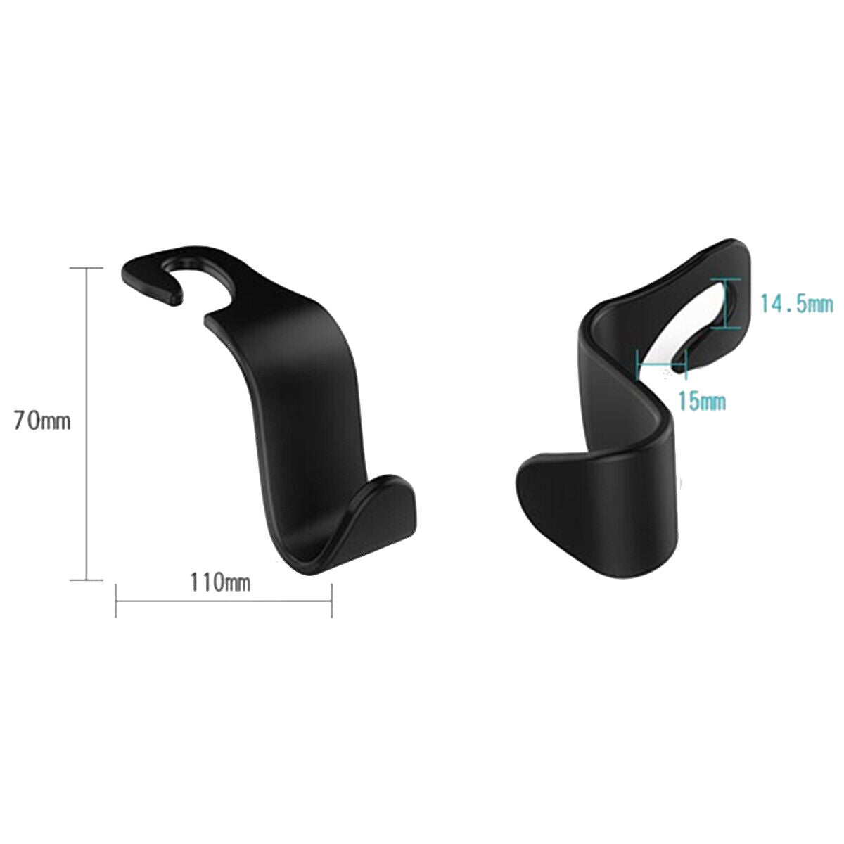 2PCS Car Seat Hook Purse bag Hanger Bag Organizer Holder Clip Accessories Black