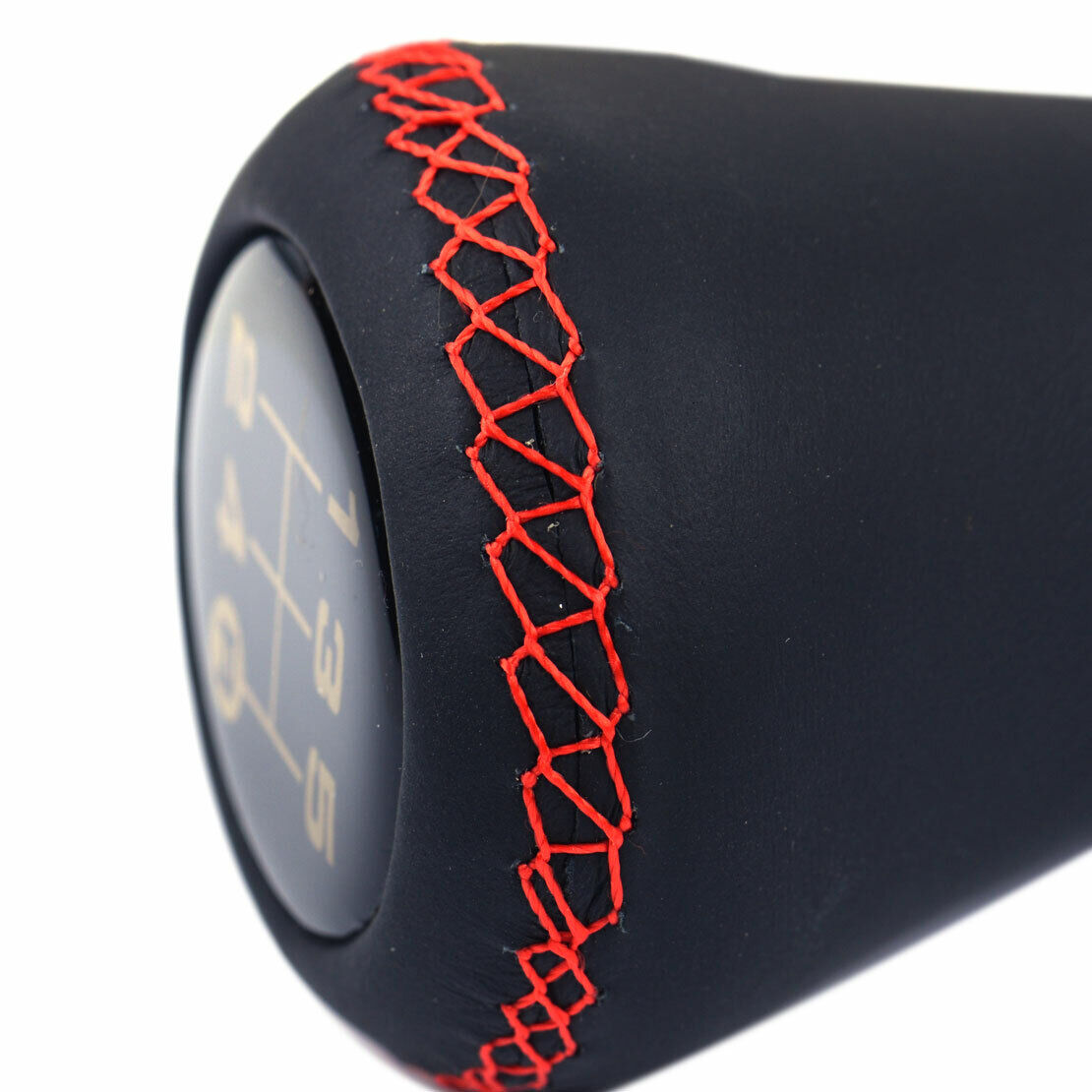 5 Speed Black Red Leather Manual Car Gear Shift Knob Shifter Lever Head Auto Li