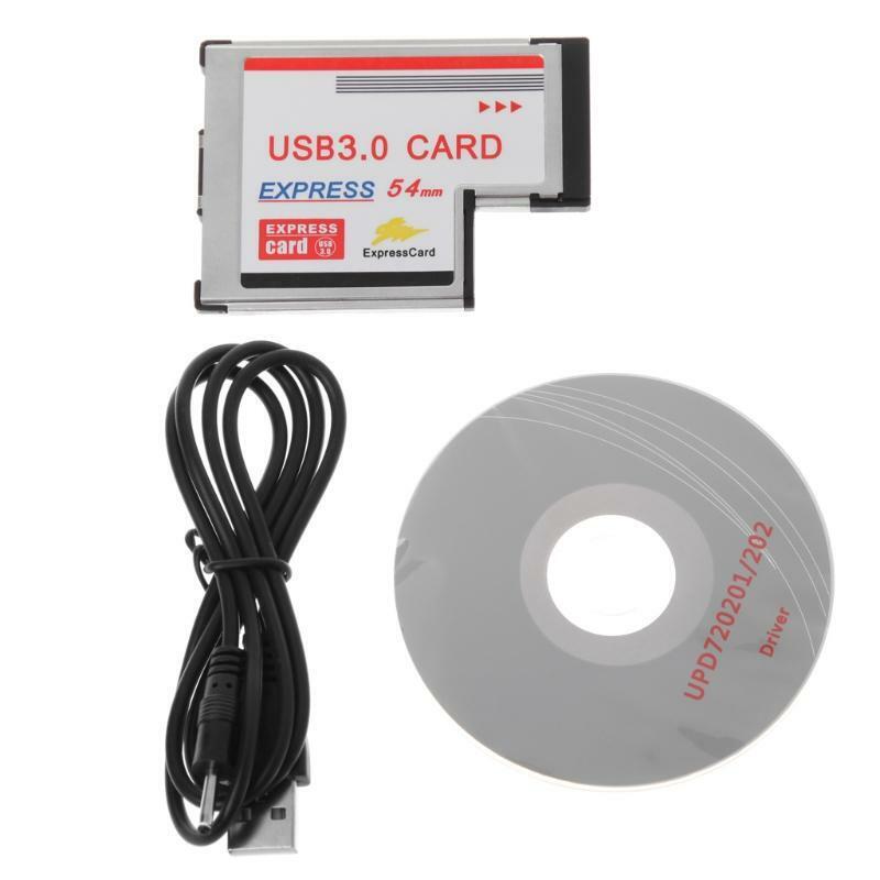 2 Dual Port USB 3.0 HUB Express Card ExpressCard Hidden 54mm Adapter for Laptop