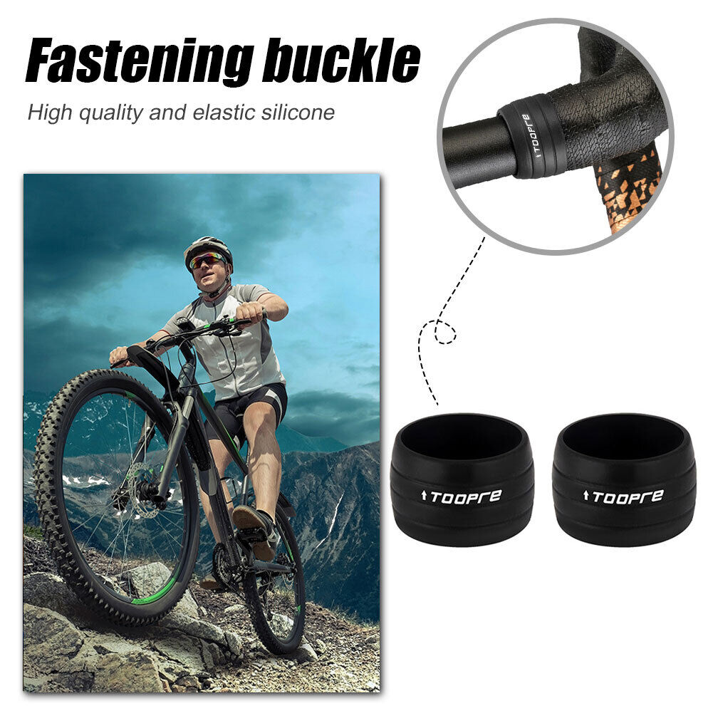2pcs Bike Handlebar Tape Ring Anti-Skid Bicycle Handle Strap Sleeve (Black)