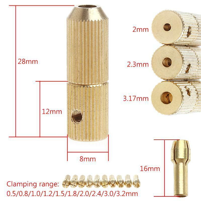 3+10Pcs 0.5-3.2mm Micro Twist Hand Drill Kit Chuck Electric Drill Bit Collet