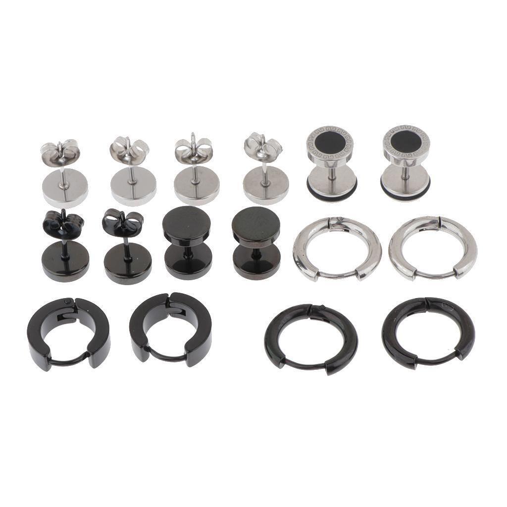 8Pair Punk Style Stainless Steel Stud Earring Set for