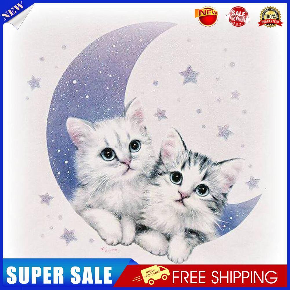 DIY Diamond Painting Embroidery Cute Cats Moon Full Drill Cross Stitch Kits