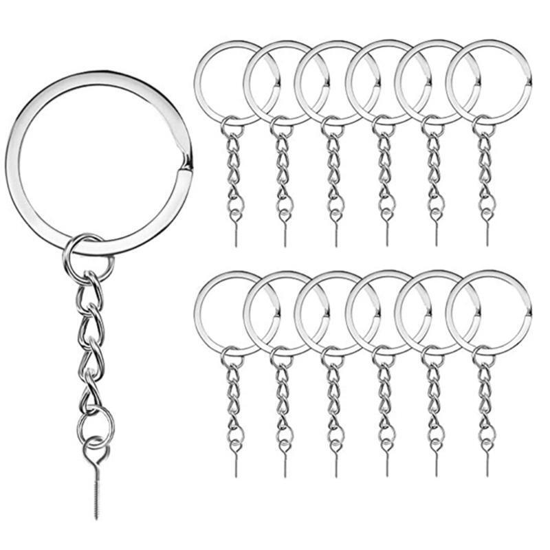 100x Flat Key Rings Kit Alloy Anti-rust Open Jump Rings DIY Craft Jewelry Making