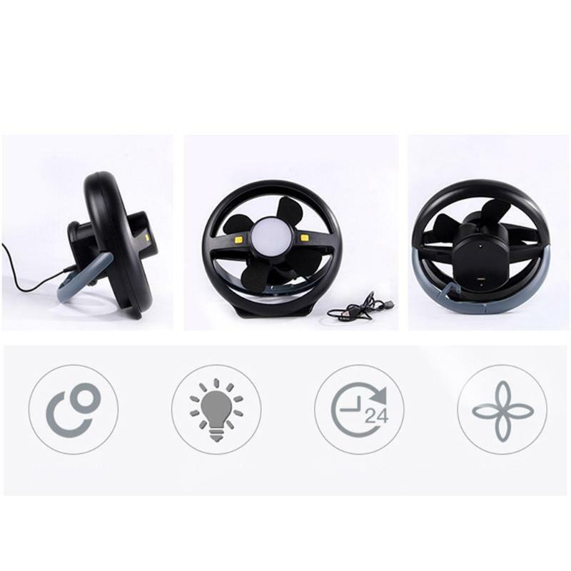 Outdoor Camping Fan Light USB Rechargeable Tent Fan LED Tent Lamp Hanging Hook