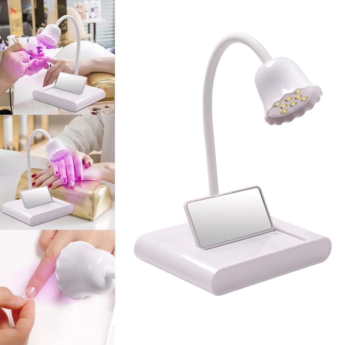 LED Nail Lamp Rechargeable Portable Professional with Mirror for Toenail Gel