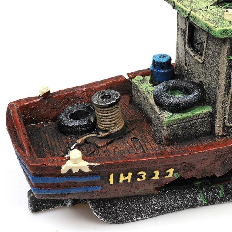 Fishing Boat Shipwreck Shelter Fish Tank Landscaping Ornament Simulation Crafts