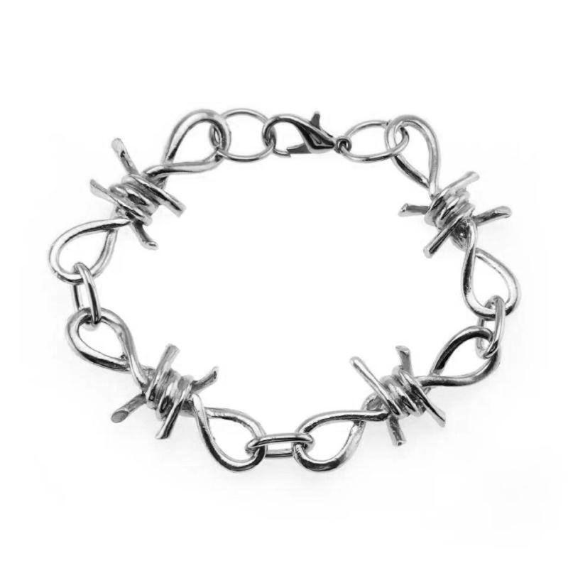 Personalized Men's Jewelry Set Alloy Barbed Wire Brambles Bracelet Necklace Gift