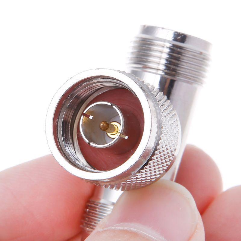 T Shape N Male To 2 N Female Triple RF Connector 3-way Coaxial Adapter