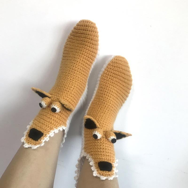Novelty Crochet Knit Cartoon Socks Funny Ice Age Squirrel Warm Floor Stockings