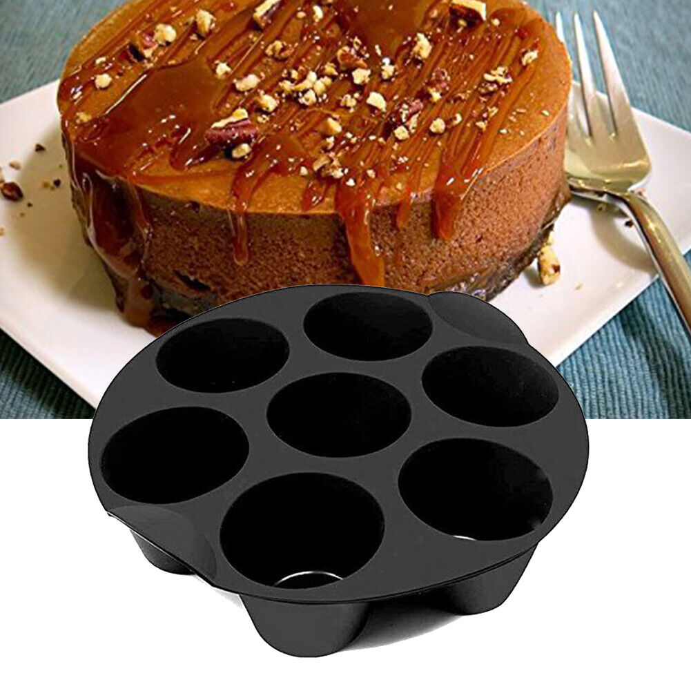 Silicone Air Fryer Mold 7-Cavity Cupcake Muffin Baking Cups Cake Pan (21cm)