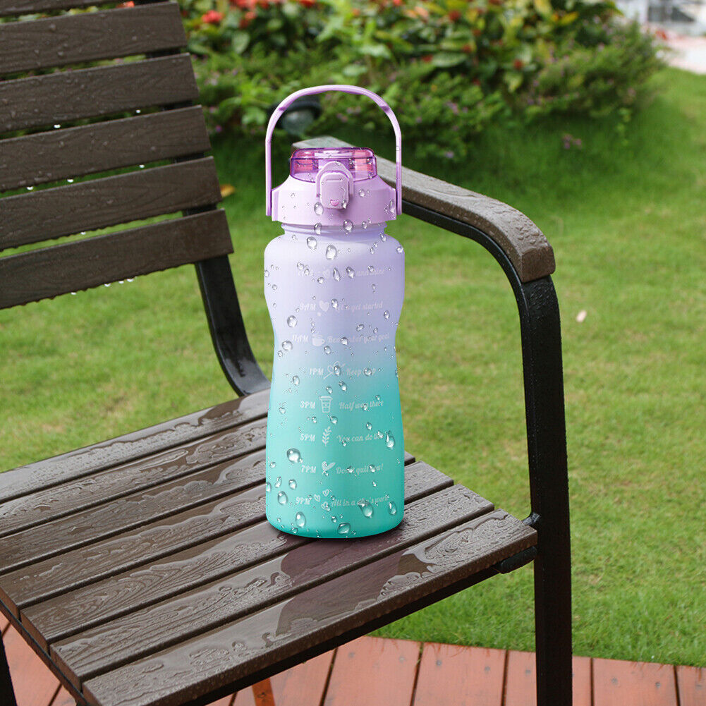 2000ML Large Capacity Water Bottle Plastic Cup with Time Scale (Purple)