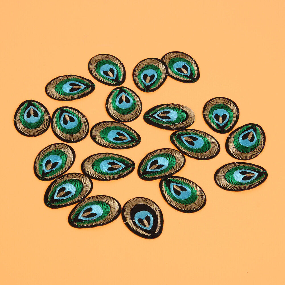 20pcs Peacock Eye Embroidered Cloth Iron On Patch Sew Motif Applique