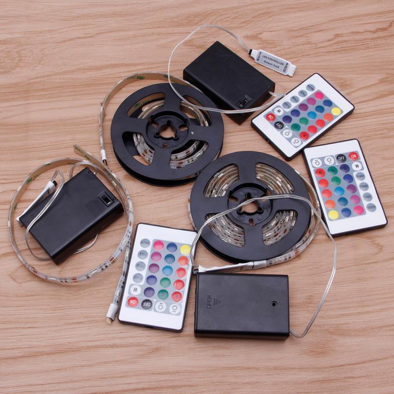 RGB 50-200cm 5050 Waterproof Flexible Lamp Led Strip Light + 24 Keys Remote