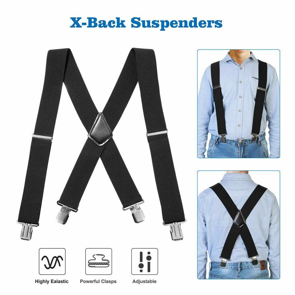 50mm Adjustable Strap Clip Elastic Braces Solid Color Mens Braces Suspenders