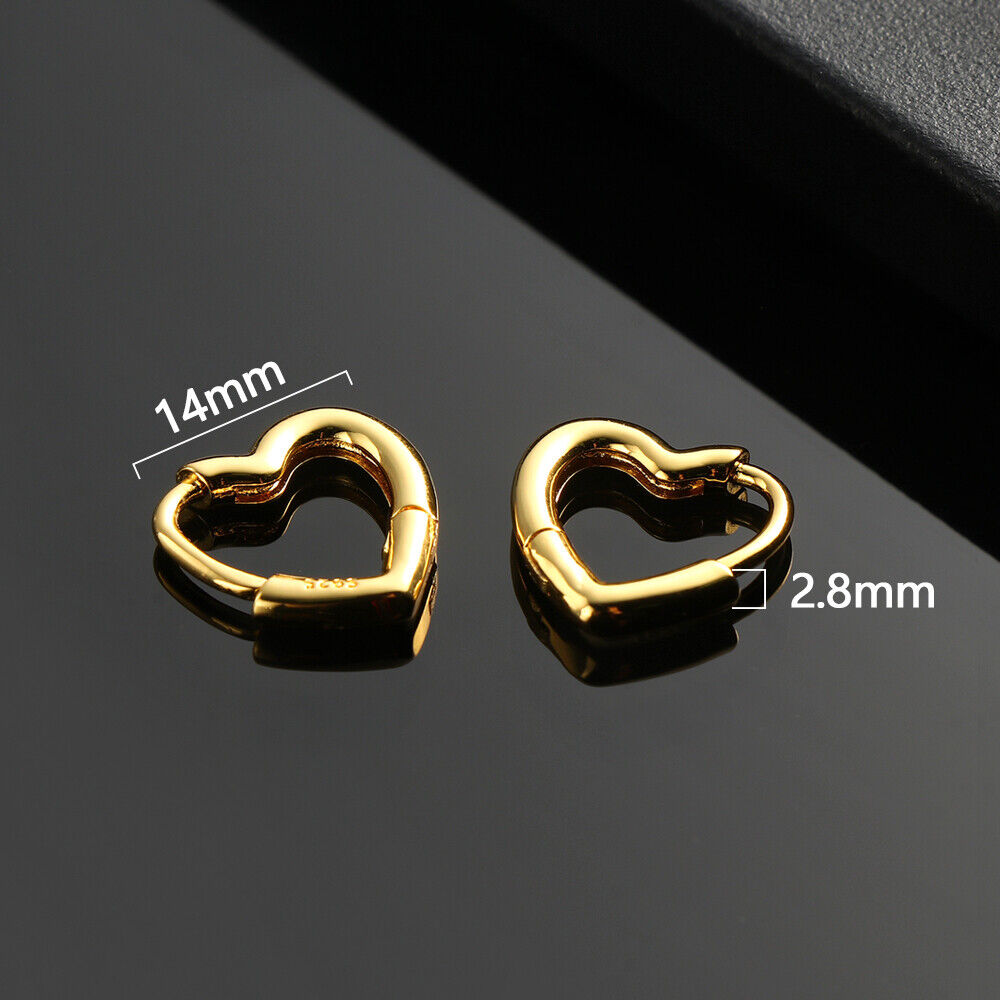 Fashion Small Jewelry Gift Heart Shaped S925 Studs Hoop Earrings Hypoallergenic