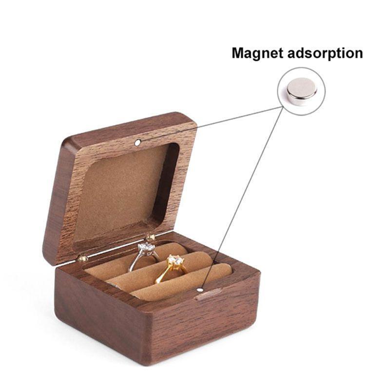 Ring Storage Case Trays Wooden Double Ring Box  Jewelry Box Wedding Gift