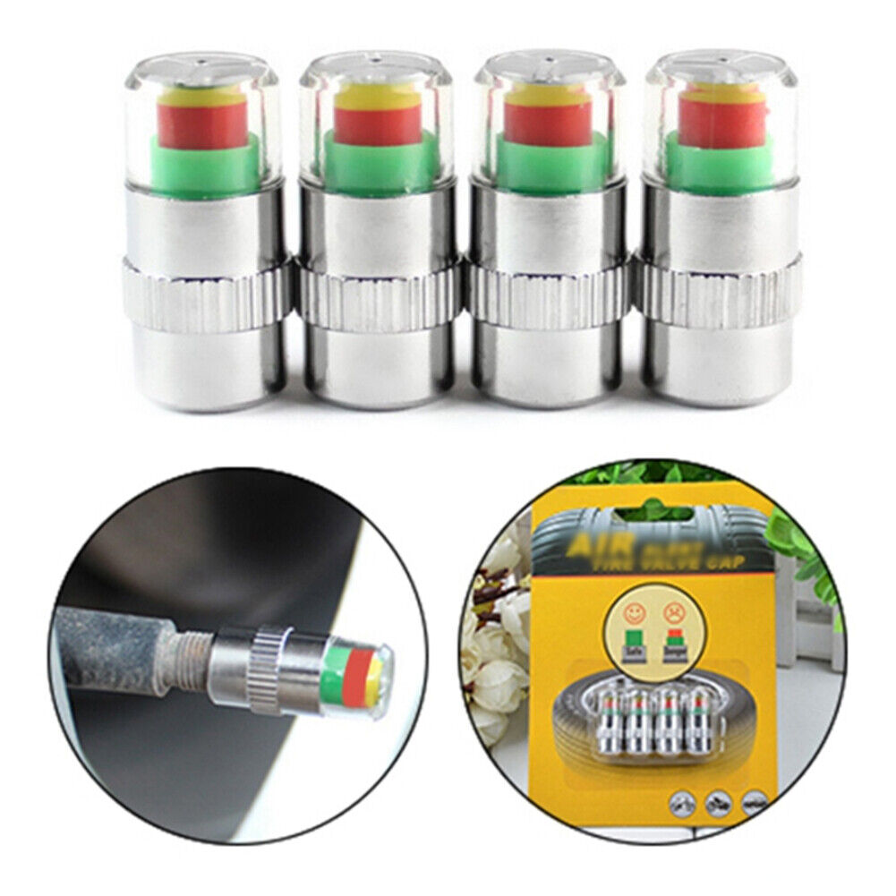 4pcs 36psi Car Tire Pressure Detection Cap Monitoring External Valve Caps