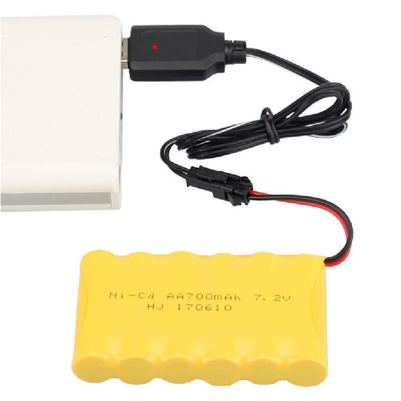 USB Charging Cable Ni-Cd Ni-MH Batteries Pack SM Plug Adapter 7.2V 250mA Output