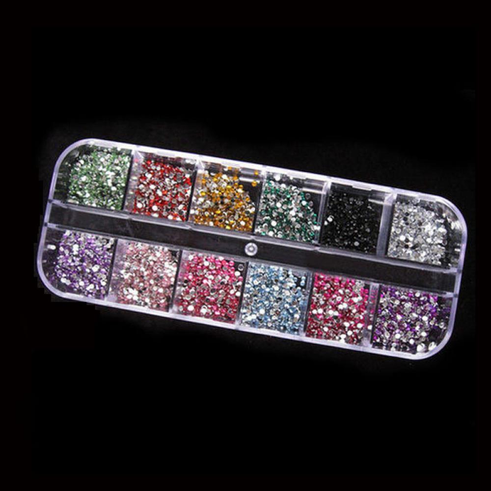 3600Pcs Women Glitter Manicure DIY Acrylic Tips Rhinestone Nail Art UV Gel