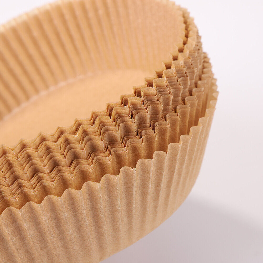100x Air Fryer Disposable Paper Liner Steaming Wood Pulp Baking Mat (Beige)