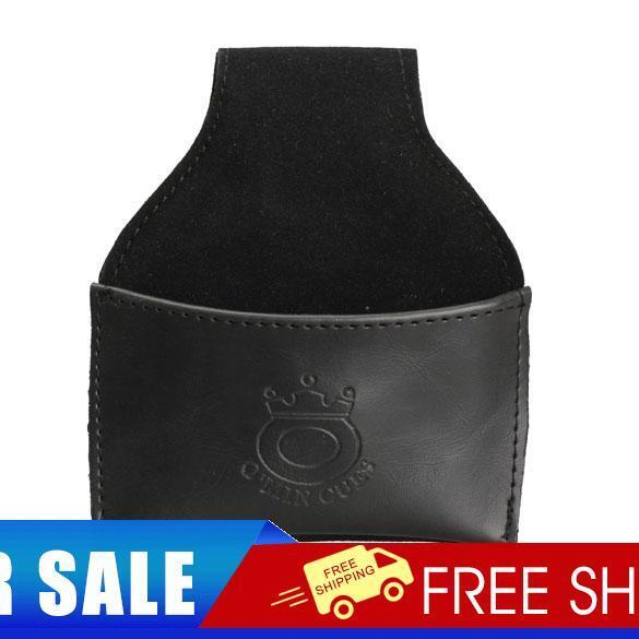 Black Faux Leather Chalk Holder Pouch with Clip Pool Billiards Snooker Cue