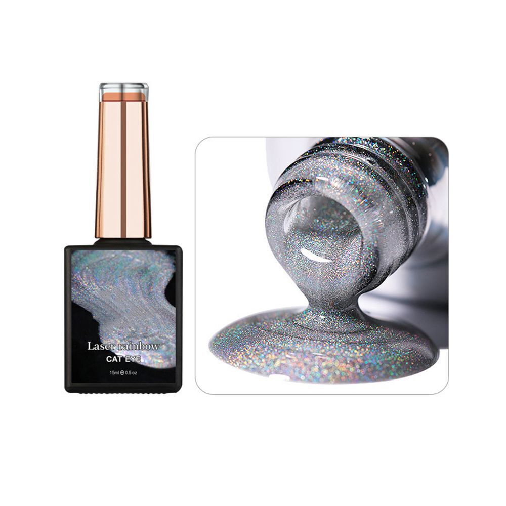 Glitter 15ml Rainbow Cat Eye Nail Gel Magnetic Gel Colorful Reflective Glitter
