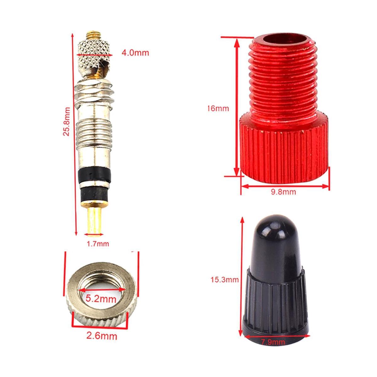 14 Pieces Presta Valve Core Tool Removable Tyre Adapter Kit Fit for Bicycle