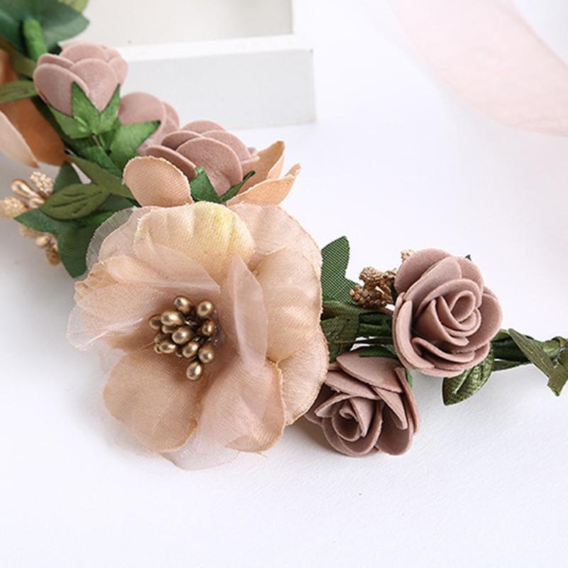 Eye-catching Floral Wreath Hairband Adjustable Flower Hair Headband for Wedding
