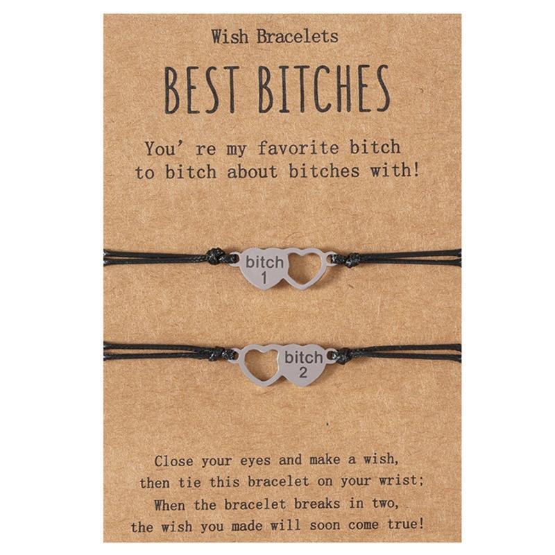2Pieces Distance Charm Bracelet Set Matching Friendship Jewelry Gift for Friends