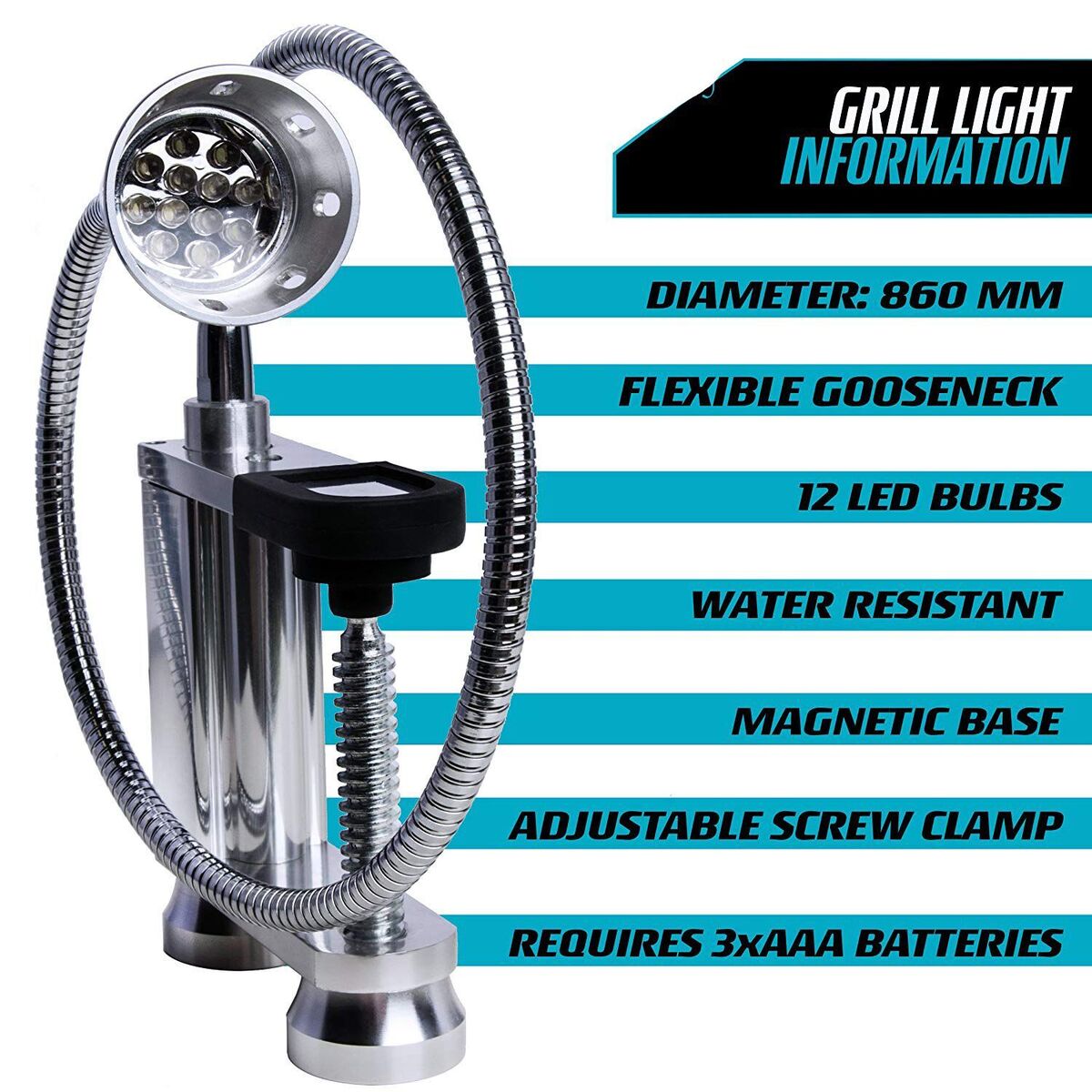Outdoor Adjustable Screw Clamp Barbecue Tools Picnic Grill Light BBQ LED