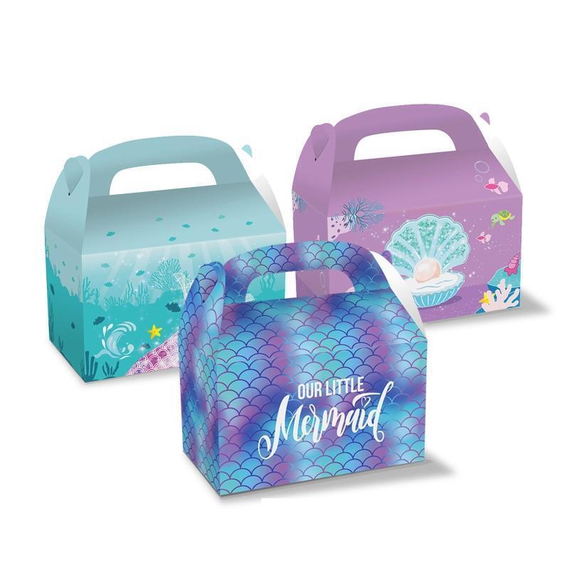 12 Pcs Colorful Mermaid Gift Paper Bags Ocean Sea Life Gift Boxes Party Supplies