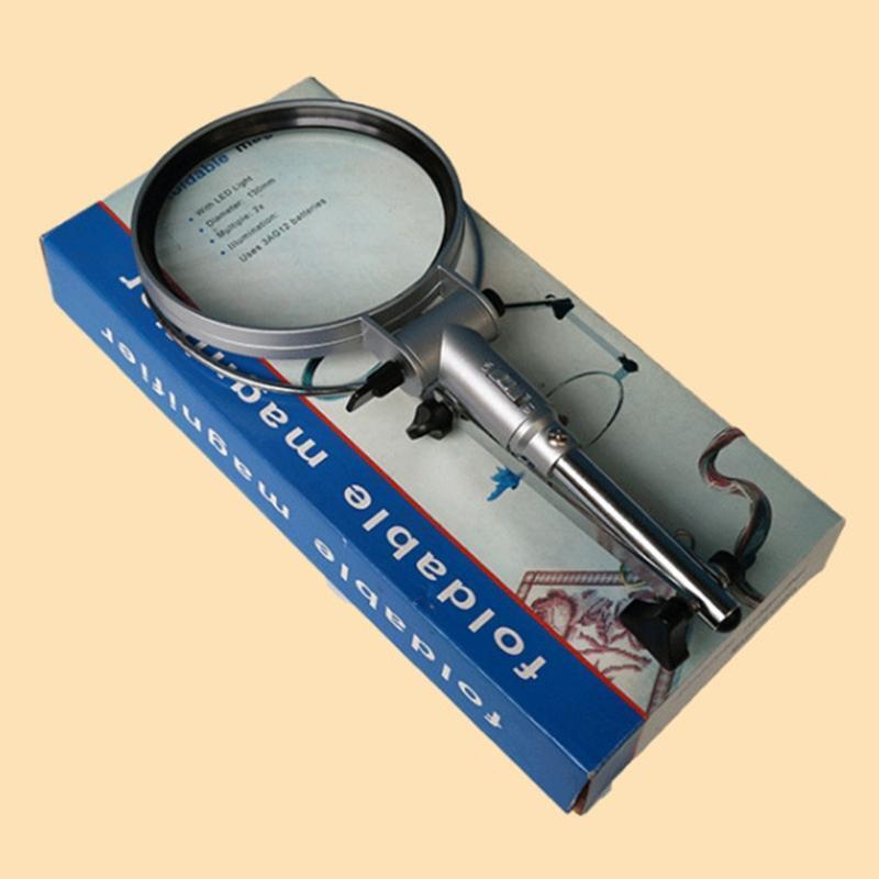 Desktop Magnifier Lamp with LED Light 2X Magnifying Glass Lens Folding Magnifier