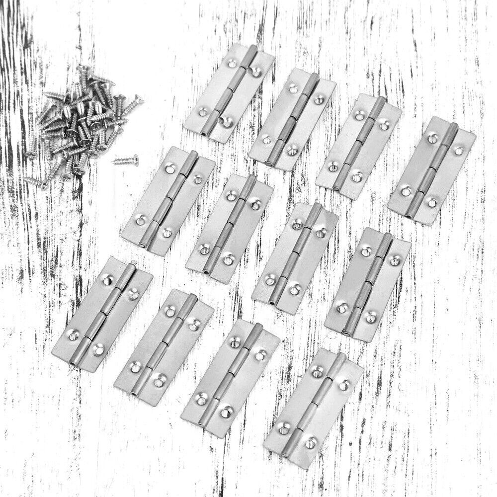 New 12x Stainless Steel Cabinet Window Door Hinges Jewelry Box Cupboard Hardware